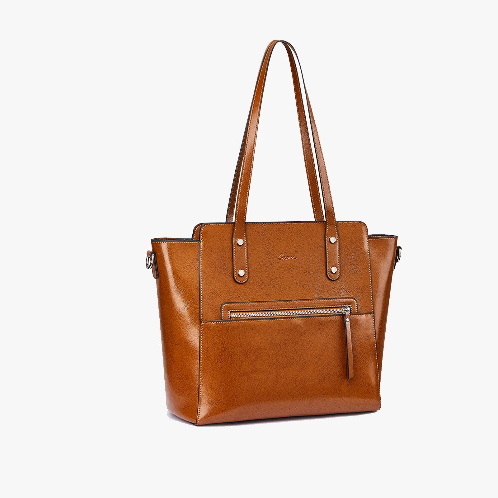 Genuine Leather Tote Bag With Luggage Sleeve