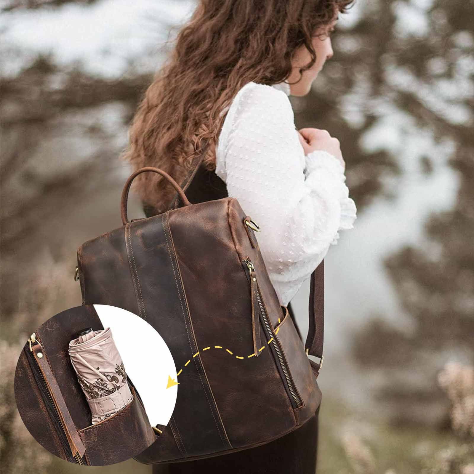 Anti-Theft Vintage Leather Backpack
